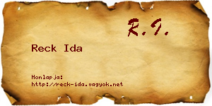 Reck Ida névjegykártya